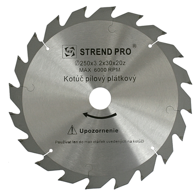 Saw disc for wood 250x3,2x30 20 teeth Strend Pro, SK-plate