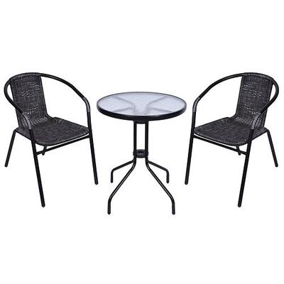 Balcony set ALESIA, gray, table 70x60 cm, 2x chair 52x55x73 cm, steel