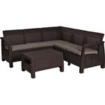 Terrace set Allibert CORFU, brown/warm taupe, table, corner sofa