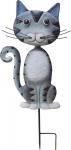 MagicHome Mecco decoration, Cat, sheet metal, gray, mortise, 25.5x3.5x61 cm