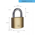 Zámok Yale Y110B/40/122/2, Standard Security, visiaci, 40 mm, zjednotené 2 zámky s 3 kľúčami